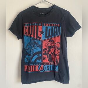 Marvel Black and Red Captain America Civil War Tee